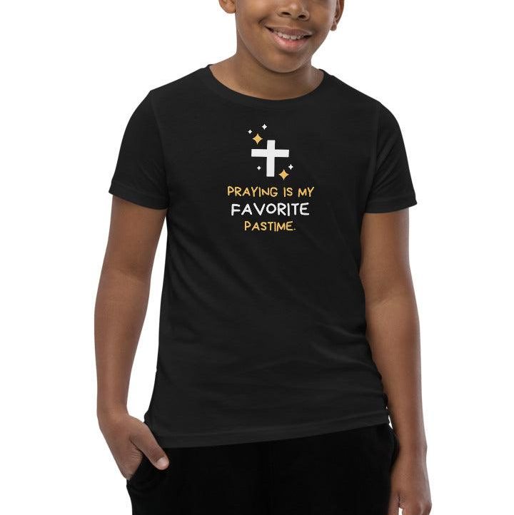 <strong>Praying Is My Favorite Past Time</strong><br>Big Kids T-Shirt