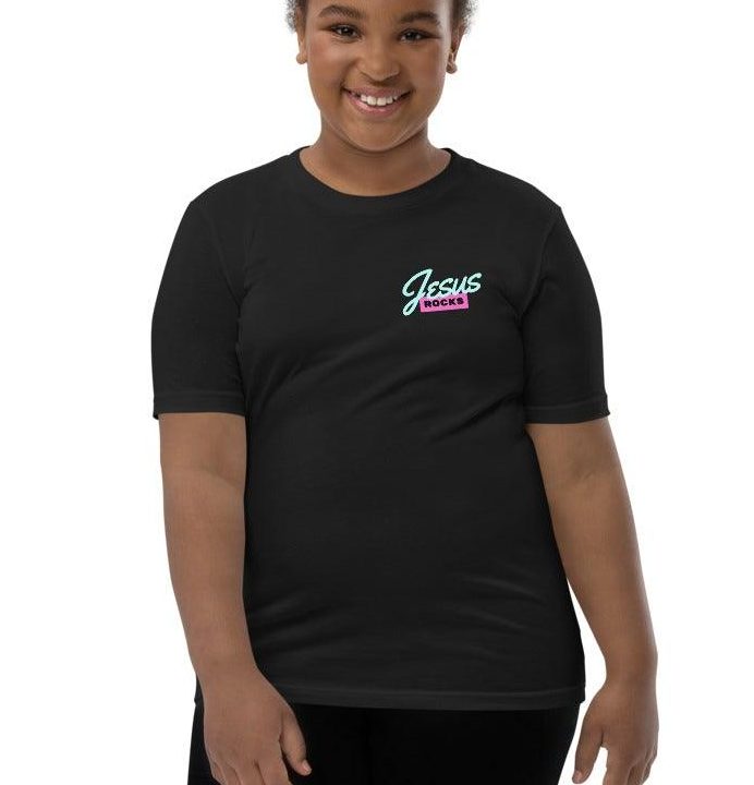 <strong>Jesus Rocks</strong><br>Big Kids T-Shirt