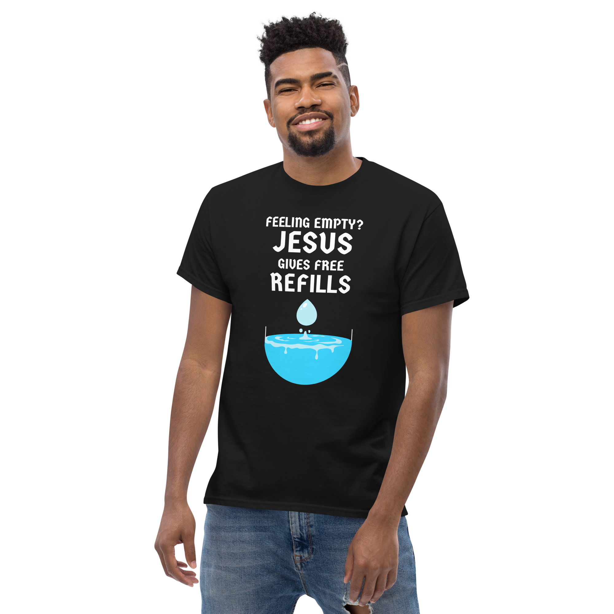 <strong>Jesus Gives Refills</strong><br> Adult T-Shirt